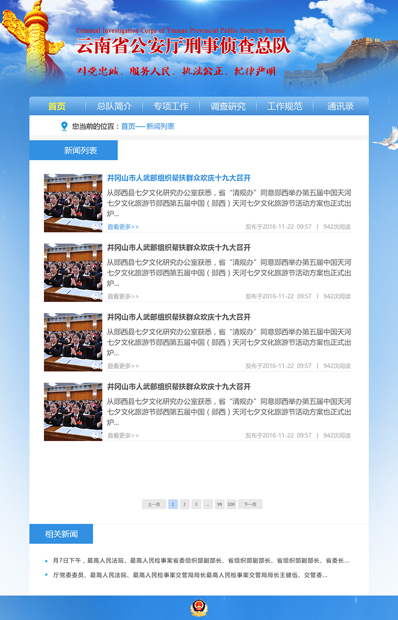 云南公安廳網站制作